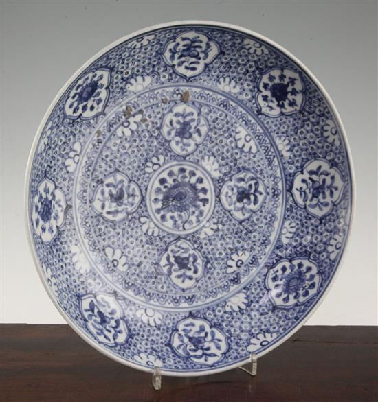 A Chinese blue and white dish, Hongzhi period (1488-1505) of Lena Shoal Shipwreck type, 32cm
